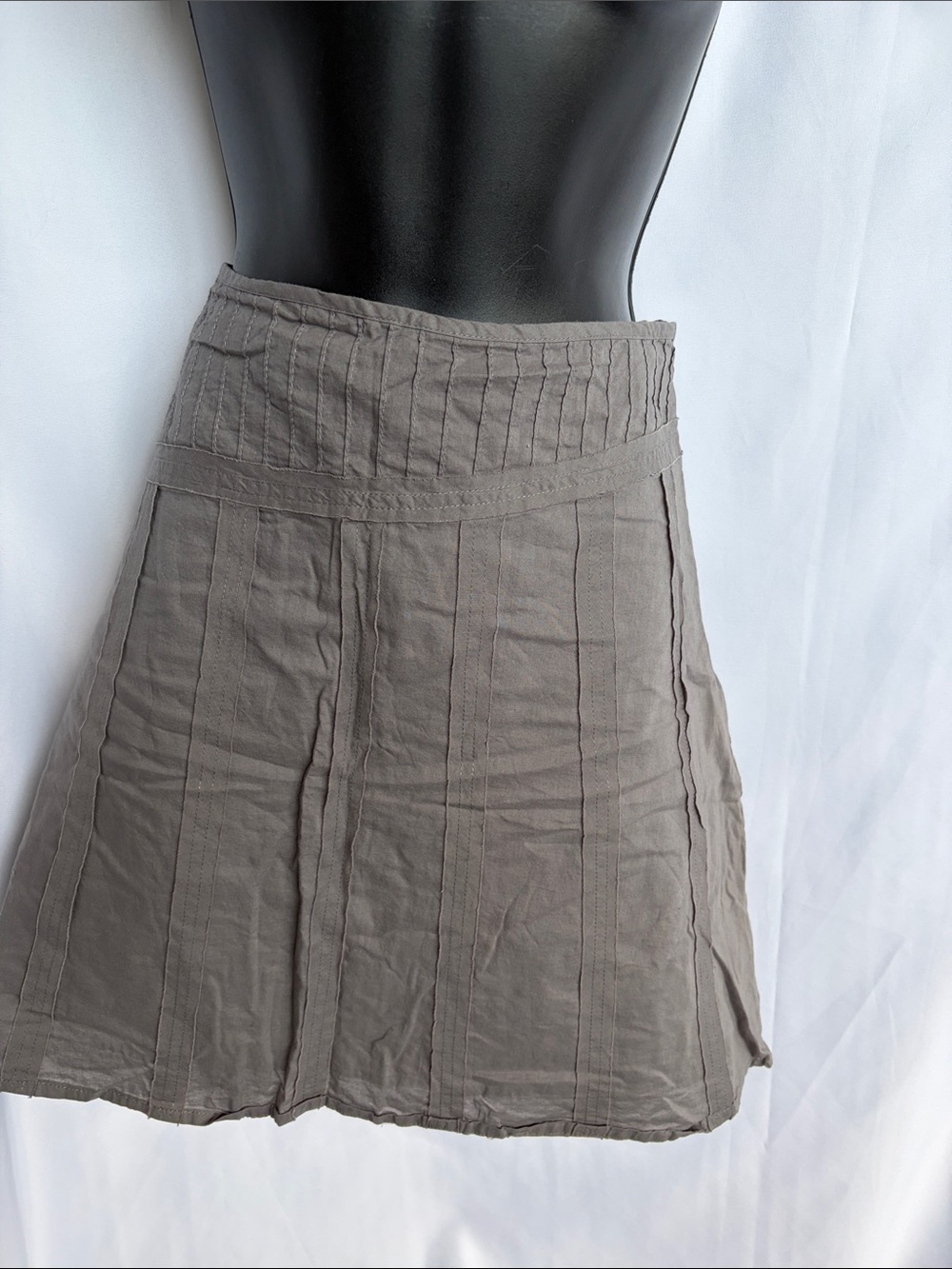 Akini Gray Lined Skirt Cotton, Sz 6